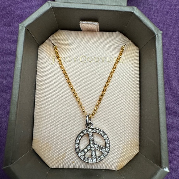 Authentic vintage juicy couture rhinestone peace necklace NWT - Picture 1 of 11